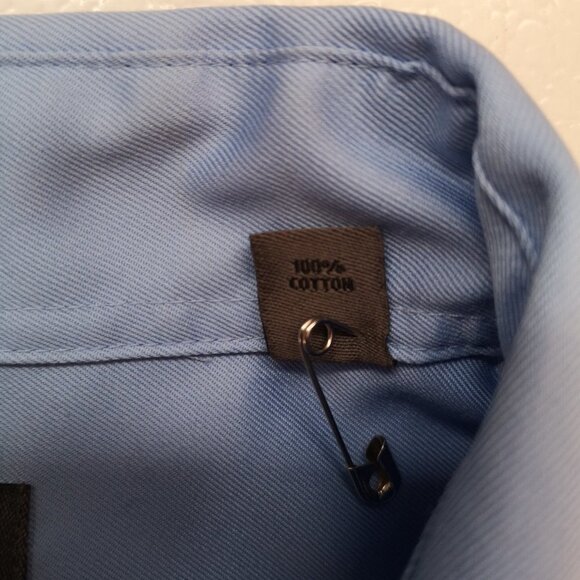 Calvin Klein Men's Size 16.5 Blue Slim Fit Non Iron Button Front Dress Shirt - Picture 5 of 7